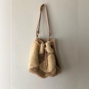 LUNA GOODS Shearling Convertible Bucket Bag Backpack